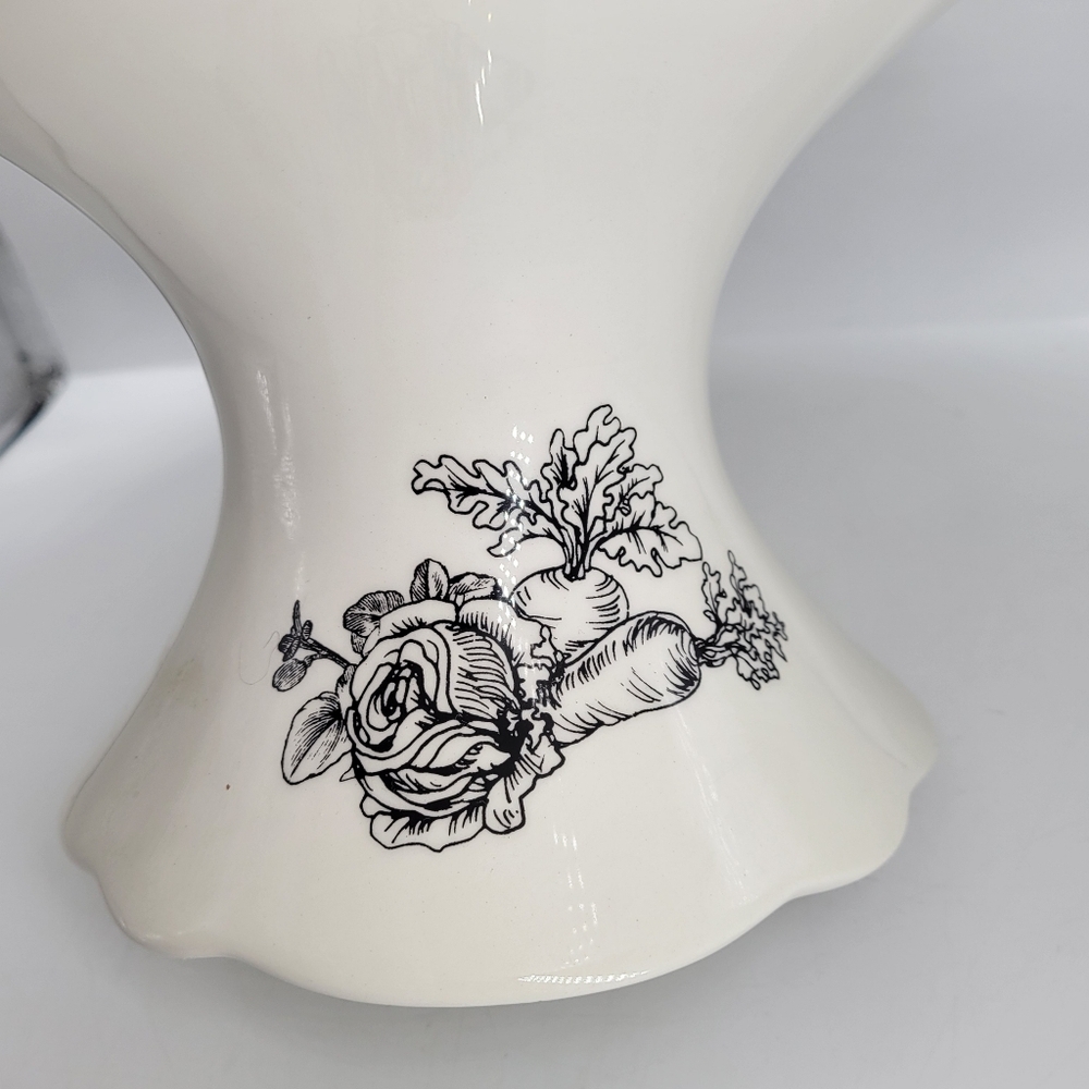 Barnyard Toile Cake Stand Plate Andrea by Sadek 13" Diameter Rooster Goose Hen - Picture 4 of 12